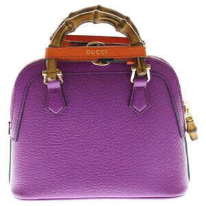 Gucci Bag Diana Handbag Shoulder Purple Leather Orange Bamboo